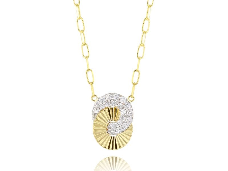 18k Yellow Gold Mini Aura Interlocking Diamond Necklace