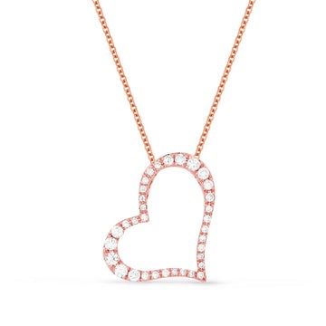 14k Rose Gold Diamond Curvy Heart Necklace