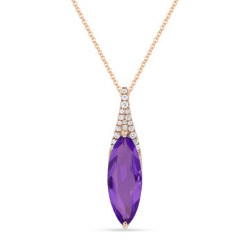 14k Rose Gold Faceted Oval Amethyst Bale Necklace