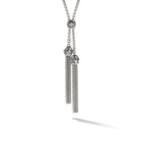 Renaissance Tassel Necklace in Sterling Silver with Pavé Diamonds