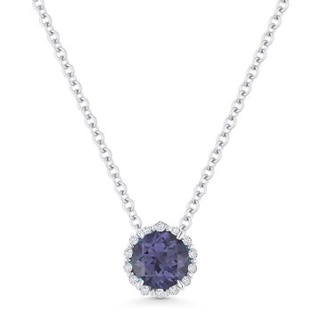 14k White Gold Small Alexandrite Pave Diamond Slide Necklace