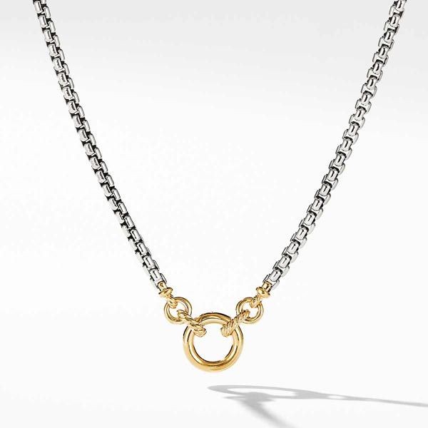Silver and 18k Yellow Gold Amulet Cable Circle Necklace