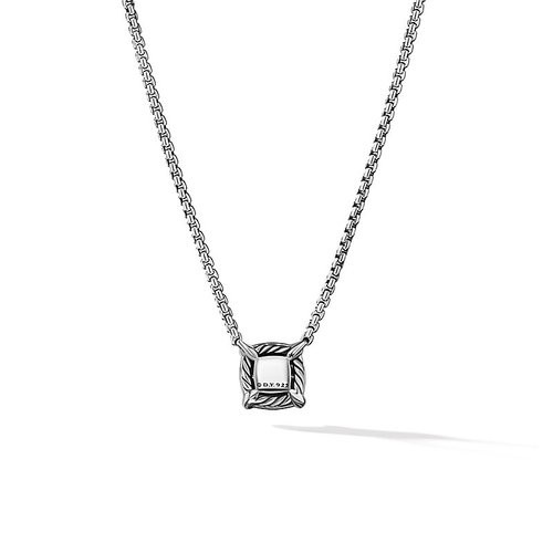 Petite Chatelaine® Pavé Bezel Pendant Necklace in Sterling Silver with Black Onyx and Diamonds