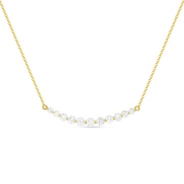 14k Yellow Gold Gradient Diamond Smile Necklace