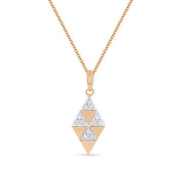 14k Rose Gold Pave Diamond Triangle Cluster Necklace