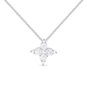 14k White Gold Small Pave Diamond Star Necklace