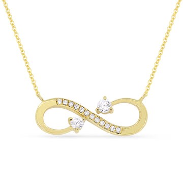 14k Yellow Gold Pave Diamond Infinity Necklace