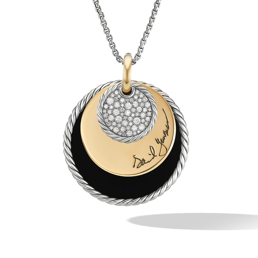 Two Tone Elements Eclipse Pave Reversible Necklace