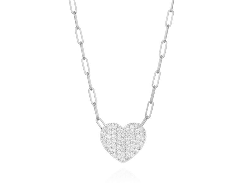 18k White Gold Small Infinity Diamond Heart Necklace