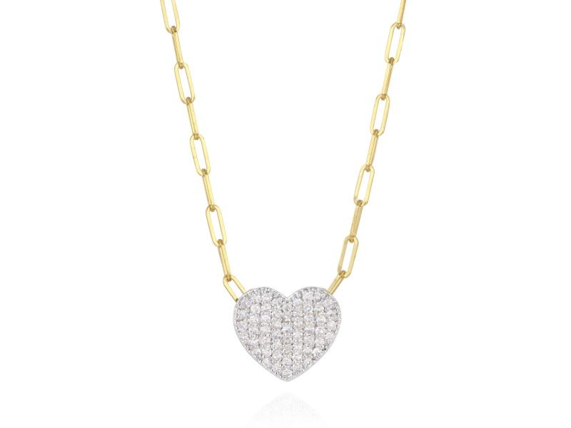 14k Yellow Gold Small Infinity Diamond Heart Necklace