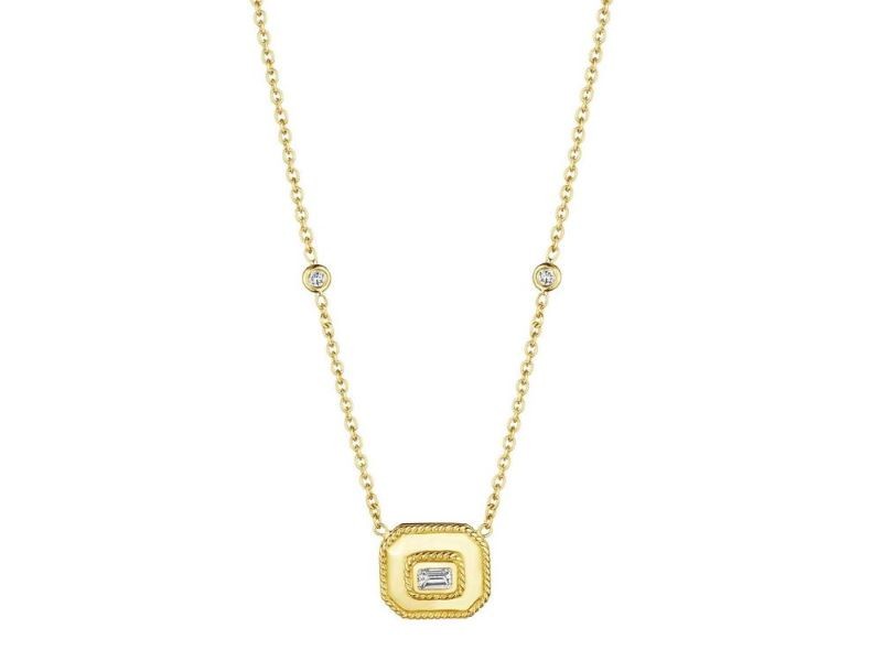 18k Yellow Gold Emerald Cut Diamond Necklace