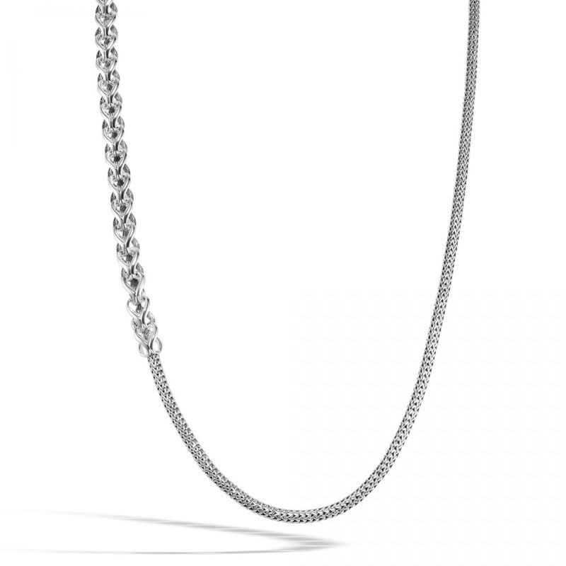 Silver Classic Chain Woven Link Necklace