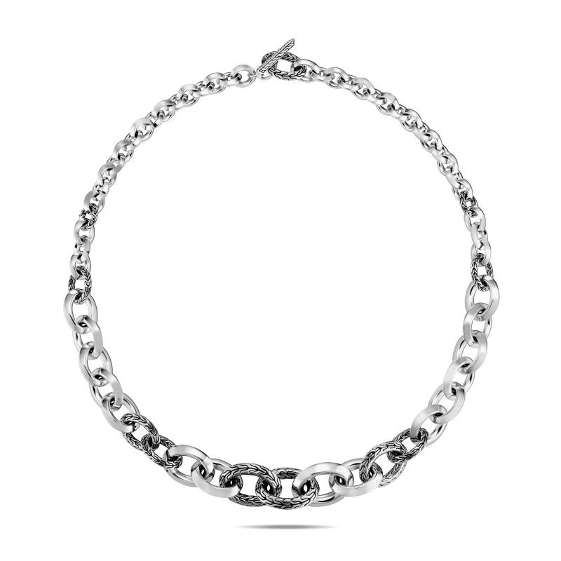 Silver Classic Chain Knife Edge Link Necklace