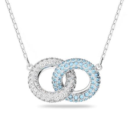 Silver Crystal Interlocking Circle Necklace