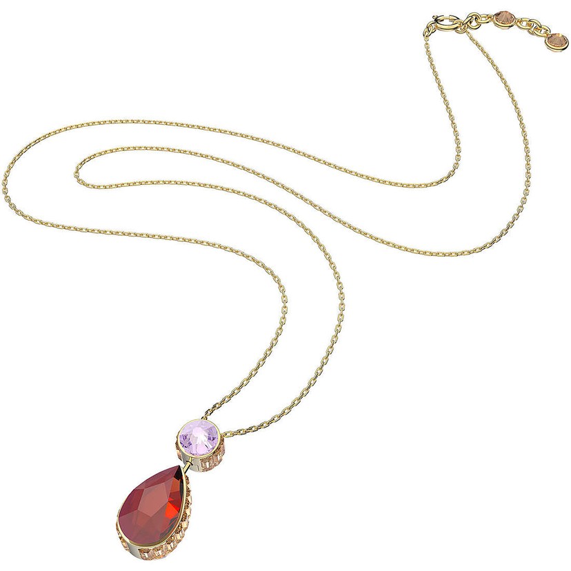 Orbita Gold Tone Plated Purple Crystal Necklace