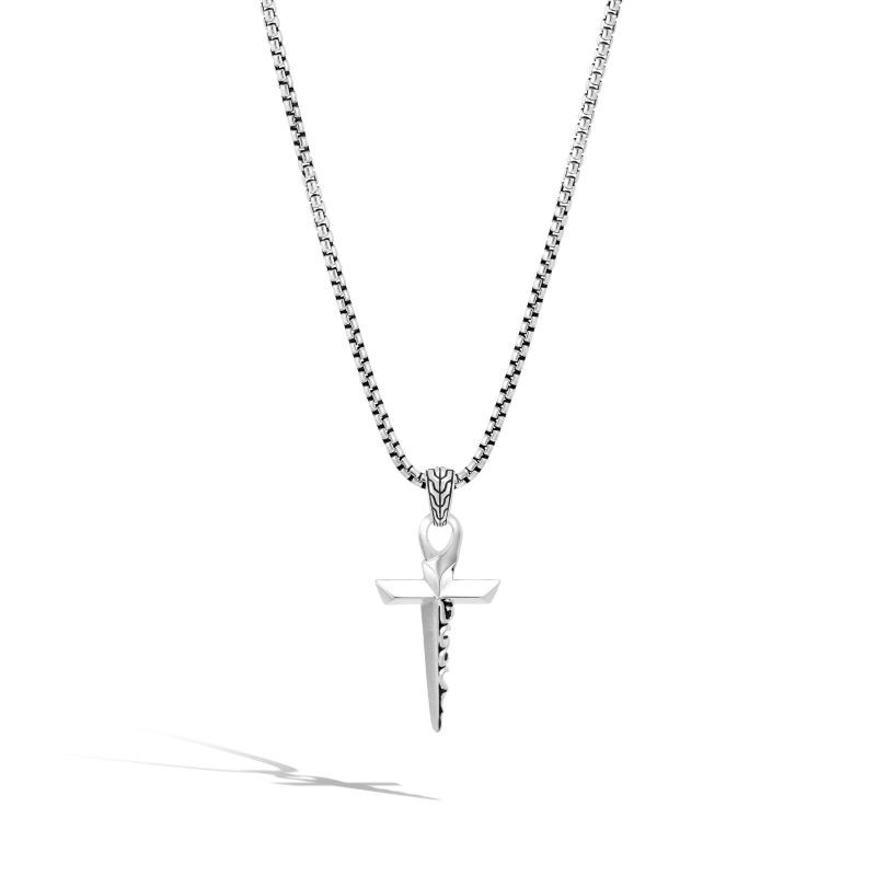 Silver Classic Chain Keris Dagger Cross Necklace