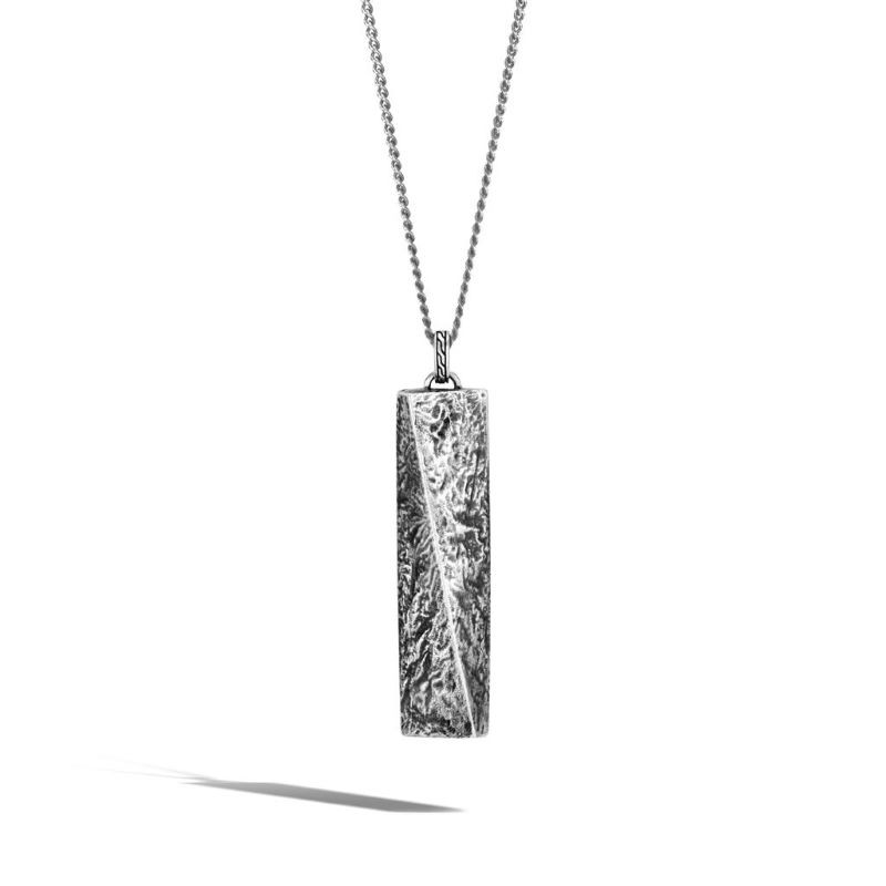 Sterling Silver Classic Chain Rectangle Pendant Necklace