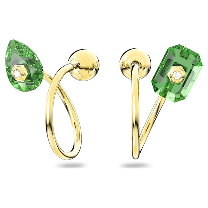 Gold Plated Numina Multi Shape Green Crystal Twist Earrings
