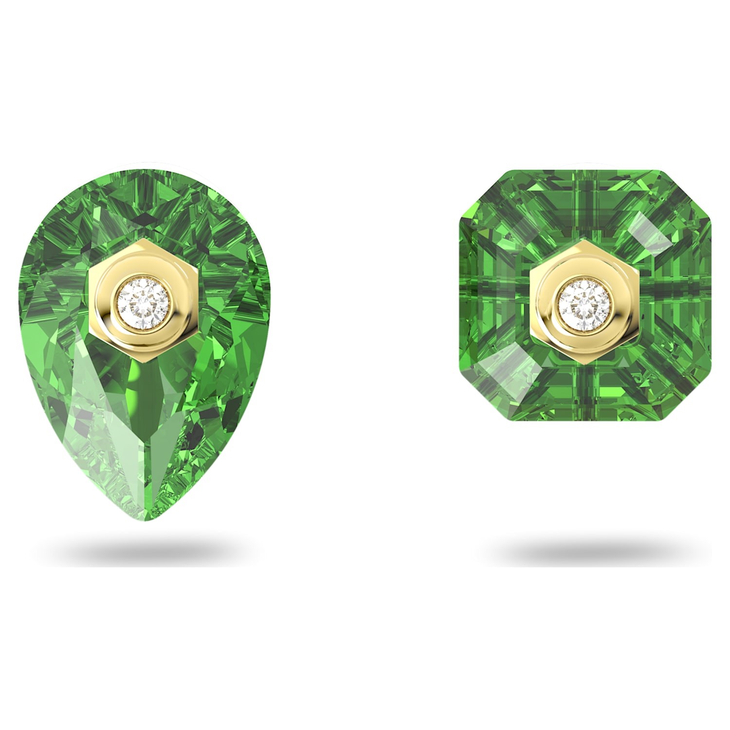 Numina Multi Shape Green Crystal Stud Earrings