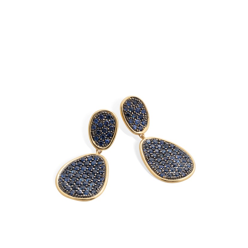 18k Yellow Gold Lunaria Sapphire Earrings