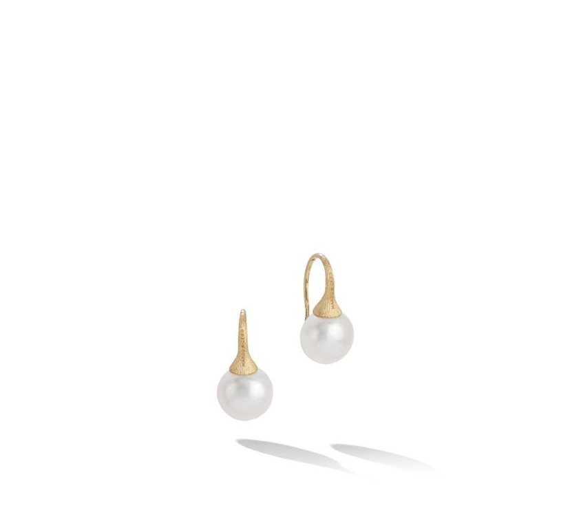 18k Yellow Gold Africa Pearl Drop Earrings