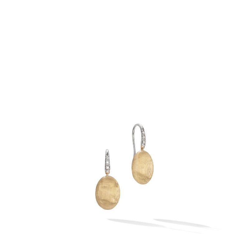 18k Two Tone Siviglia Satin Oval Diamond Earrings