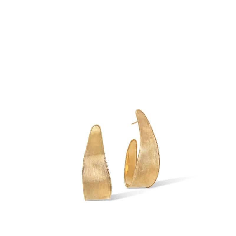 18k Yellow Gold Lunaria Satin J Hoop Earrings