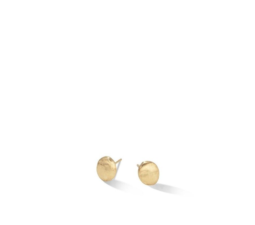 18k Yellow Gold Oval Satin Stud Earrings