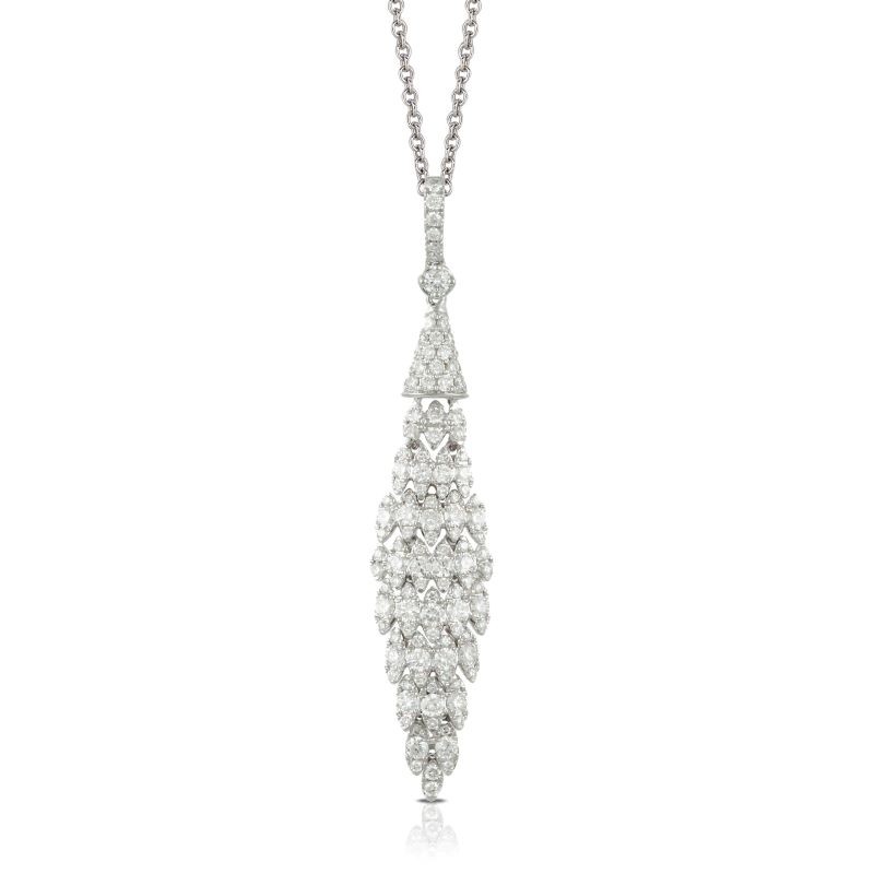 18k White Gold Long Diamond Scale Necklace