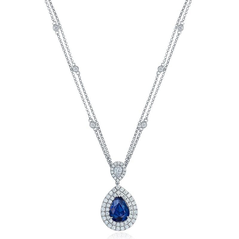 18k White Gold Sapphire Diamond Necklace