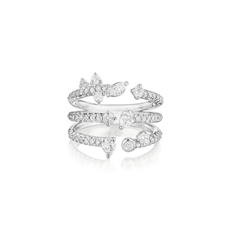 18k White Gold 3 Row Constellation Ring