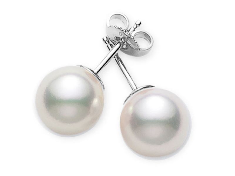 18k White Gold Pearl A Stud Earrings