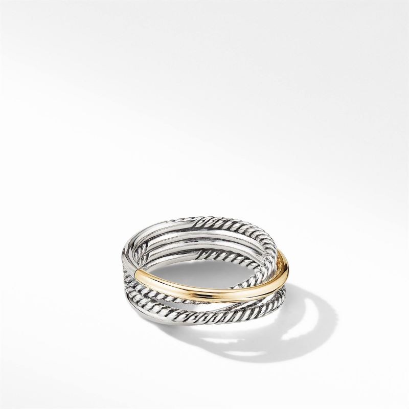 Silver and 18k Yellow Gold Crossover Small Ring