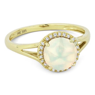 14k Yellow Gold Opal Diamond Frame Ring