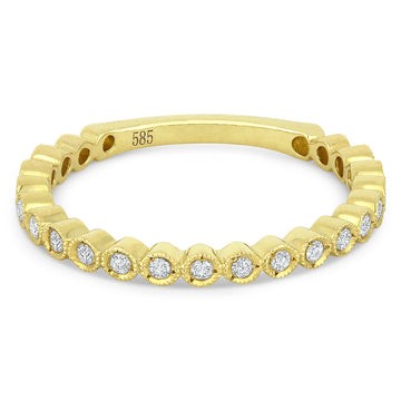 14k Yellow Gold Bezel Diamond Stack Ring
