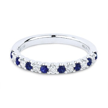 14k White Gold Alternating Sapphire and Diamond Ring