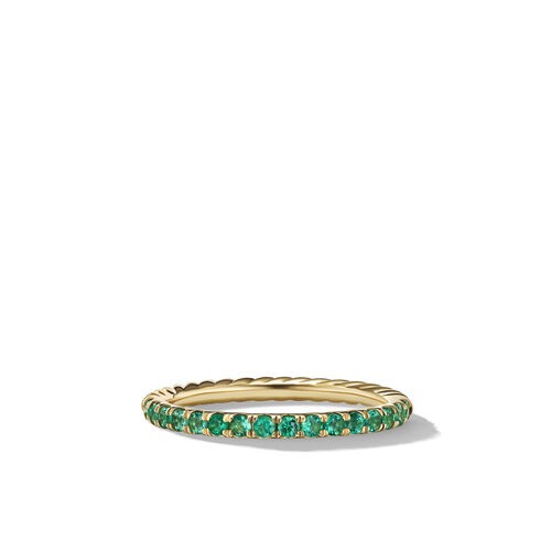 Cable Collectibles® Stack Ring in 18K Yellow Gold with Pavé Emeralds