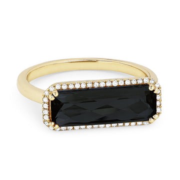 14k Yellow Gold Faceted Rectangle Garnet Ring