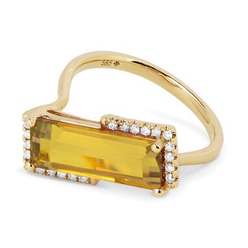 14k Yellow Gold Split Rectangle Citrine Ring