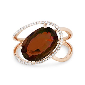 14k Rose Gold Oval Loop Diamond Ring