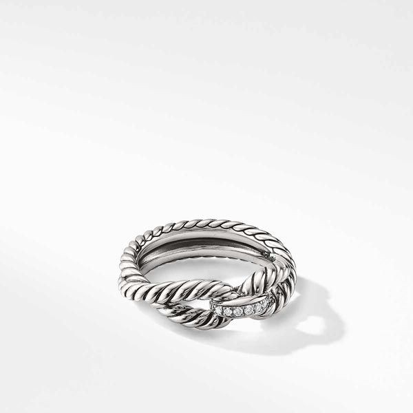 Sterling Silver Diamond Cable Loop Ring