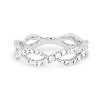14k White Gold Diamond 2 Row Twist Ring