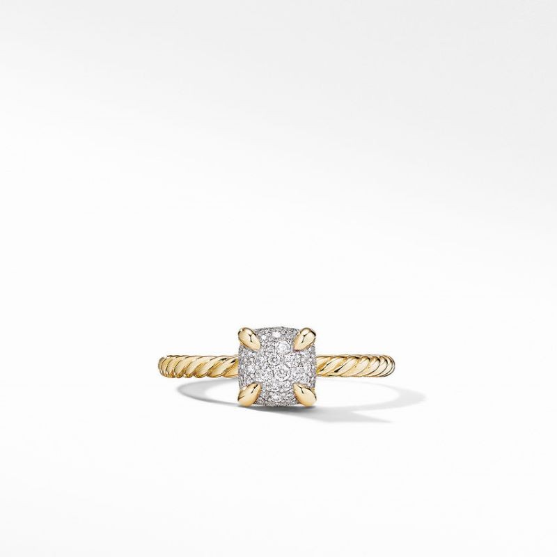 18k Yellow Gold Chatelaine Pave Diamond Ring