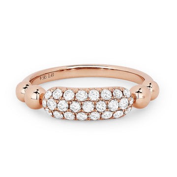14k Rose Gold 3 Row Diamond Ball Ring