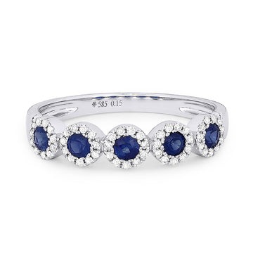 14k White Gold Sapphire Diamond Frame Ring