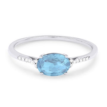 14k White Gold Oval Blue Topaz Ring