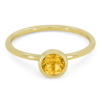 14k Yellow Gold Bezel Round Citrine Stack Ring