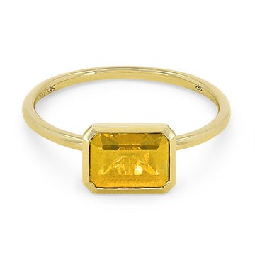 14k Yellow Gold Bezel Rectangle Citrine Stack Ring