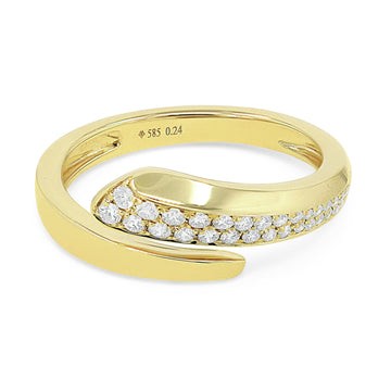 14k Yellow Gold Diamond Bypass Ring