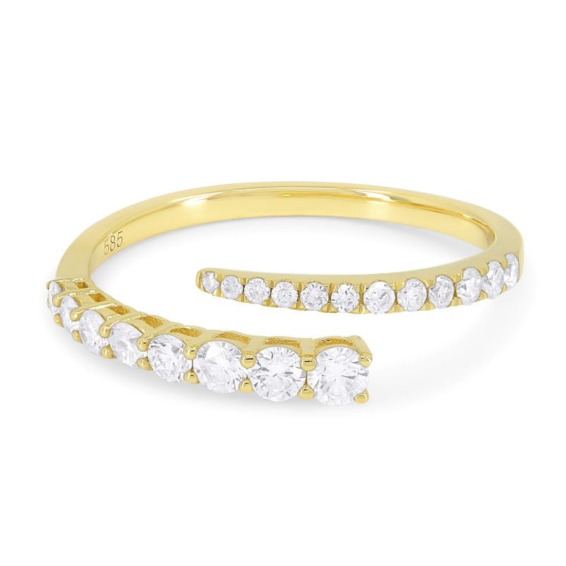 14k Yellow Gold Diamond Bypass Ring